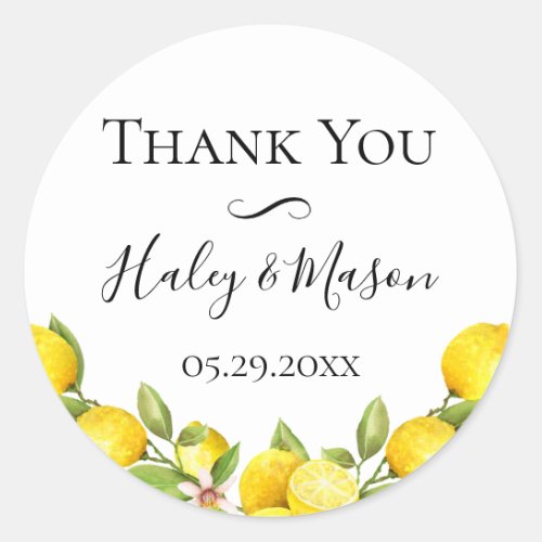 Citrus Orchard Wedding Thank You Favor Classic Round Sticker