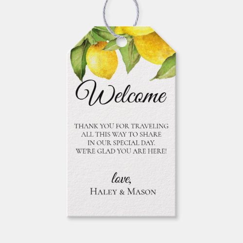 Citrus Orchard Wedding Welcome Bag Gift Tags