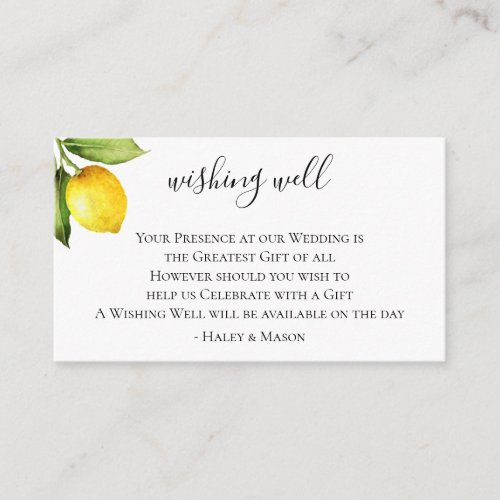 Citrus Orchard Wedding Wishing Well Enclosure Card