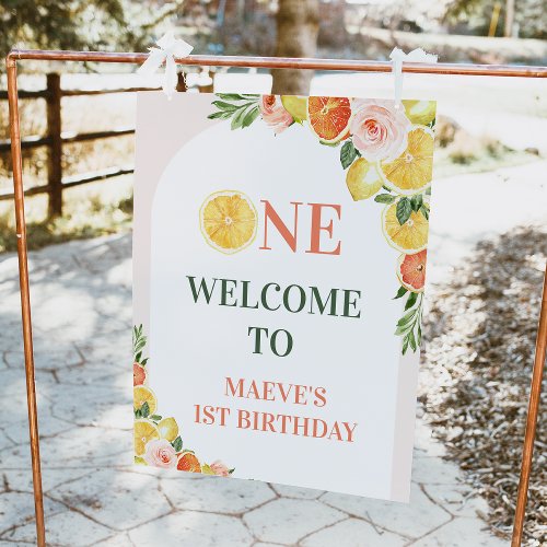 Citrus Our Main Squeeze 1st Birthday Welcome Sign