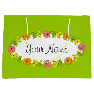 Citrus Oval Green Name gift bag large