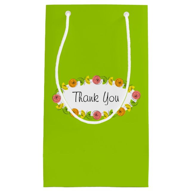 Citrus Oval Green Thank You gift bag small (Front)