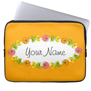 Citrus Oval Orange Laptop Sleeve by QuirkyChic at Zazzle