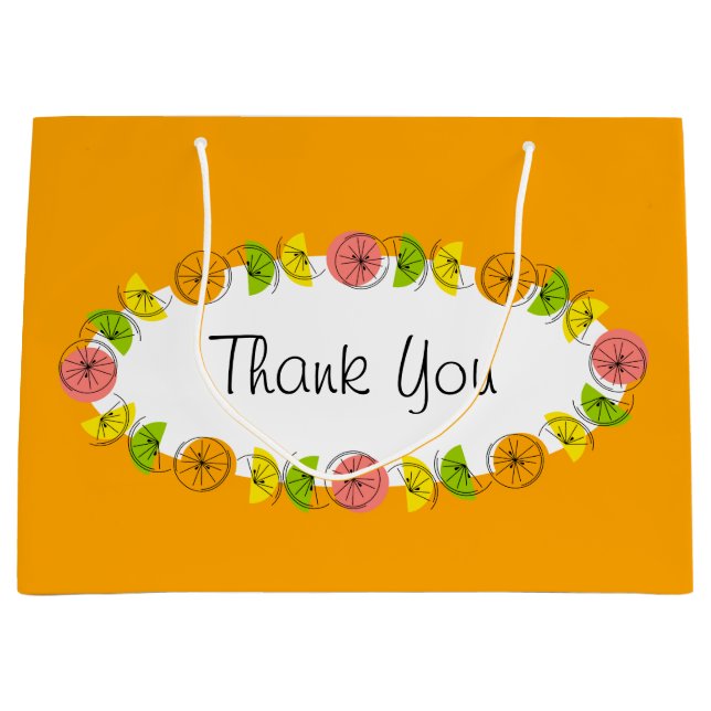 Citrus Oval Orange Thank You large Gift Bag (Front)