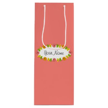Citrus Oval Pink Name Gift Bag Wine by QuirkyChic at Zazzle