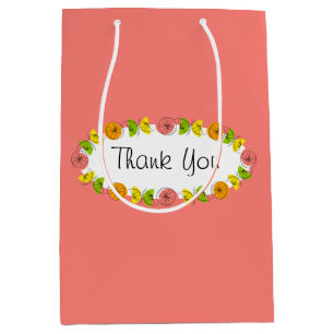Citrus Oval Pink Thank You medium Gift Bag