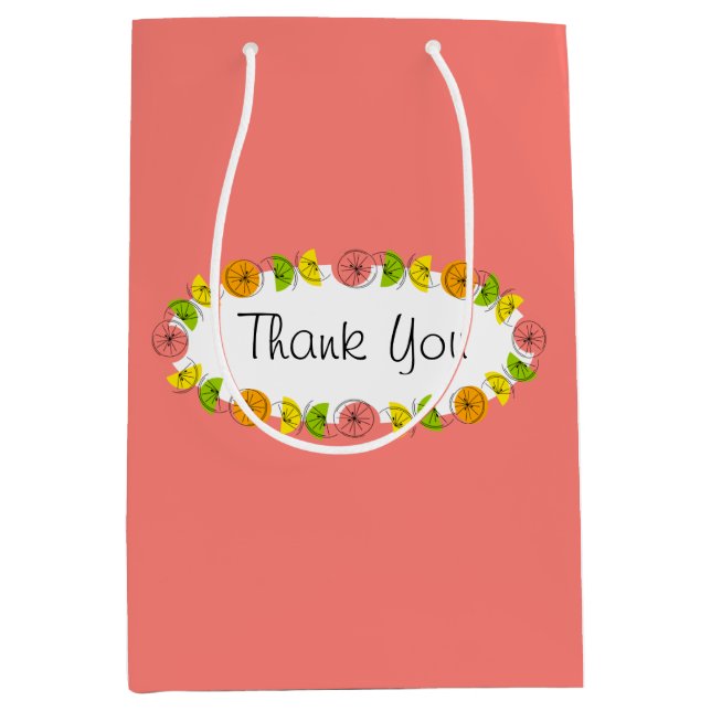 Citrus Oval Pink Thank You medium Gift Bag (Front)