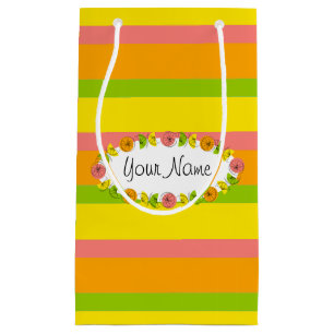 Citrus Oval Stripe Classic Name gift bag small