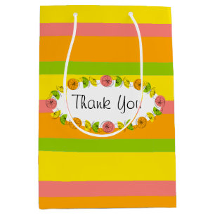 Citrus Oval Stripe Classic Thank You medium Gift Bag