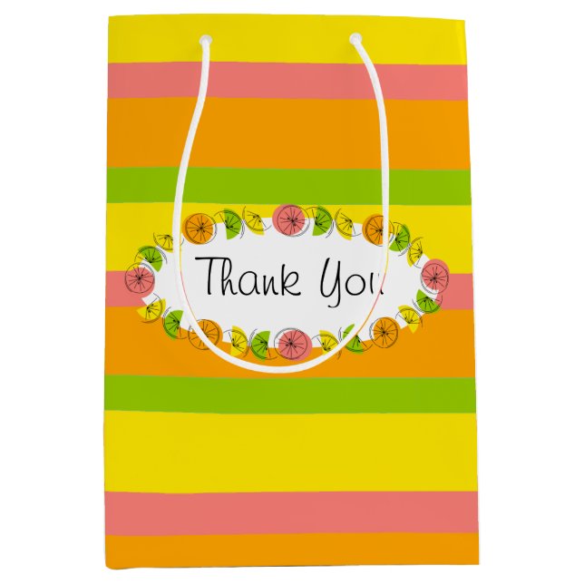 Citrus Oval Stripe Classic Thank You medium Medium Gift Bag (Front)