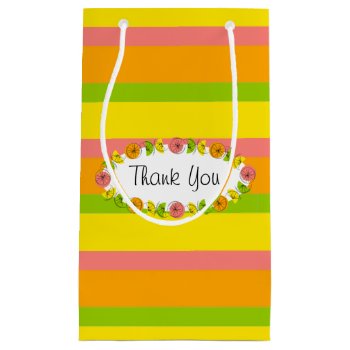 Citrus Oval Stripe Classic Thank You Small Small Gift Bag by QuirkyChic at Zazzle