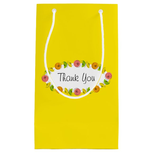 Citrus Oval Yellow Thank You gift bag small (Front)