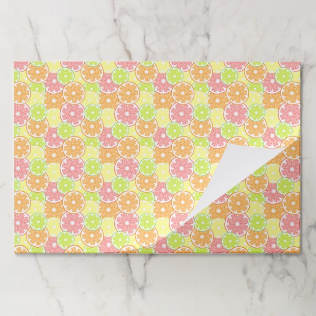 Citrus Paper Placemats, Lemon Orange Lime Mats (Folded)