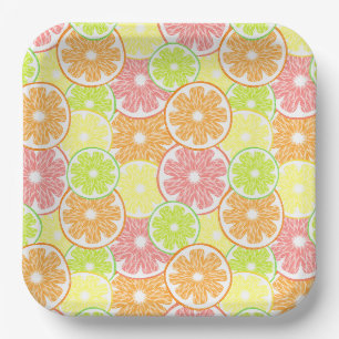 Citrus Paper Plates, Lemon Orange Lime Party  Plates