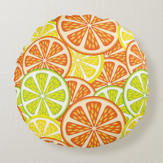 Citrus Pattern 2 Round Pillow (Front)