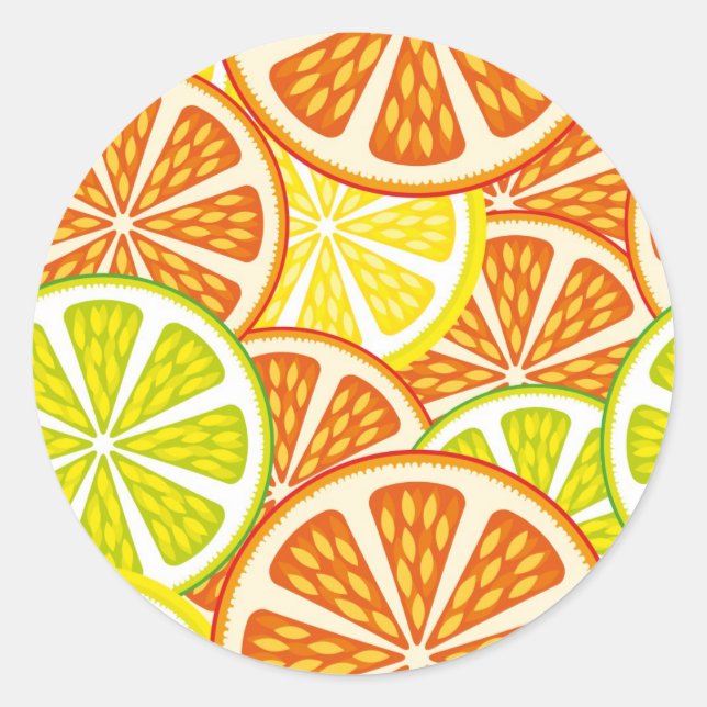 Citrus pattern classic round sticker (Front)