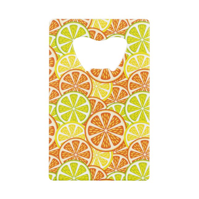 Citrus pattern credit card bottle opener (Front)