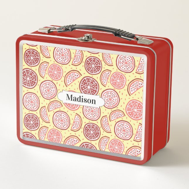 Citrus Pattern custom name lunch boxes (Front)