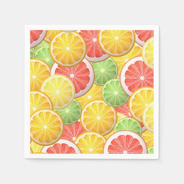 Citrus pattern - grapefruit, lemon, lime, orange paper napkins (Front)