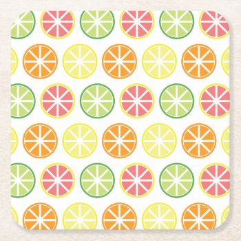 Citrus Pattern Paper Coasters by imaginarystory at Zazzle