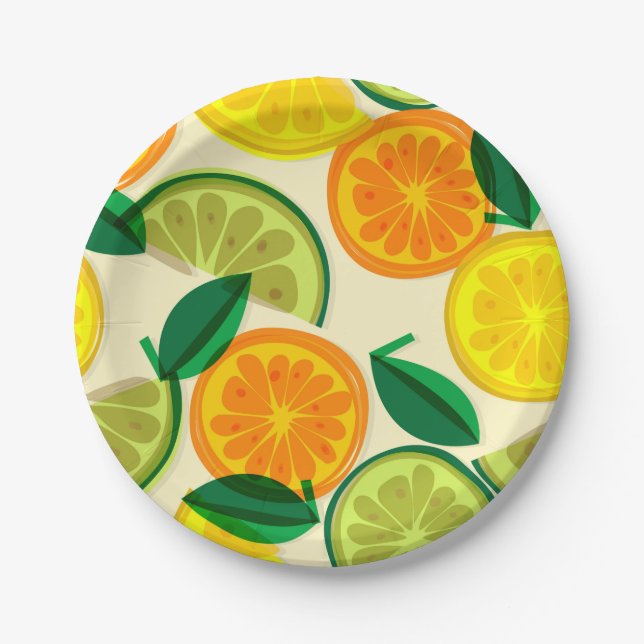 Citrus pattern paper plates (Front)