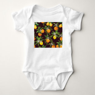 Citrus Pattern, Vintage Lemons Oranges. Baby Bodysuit