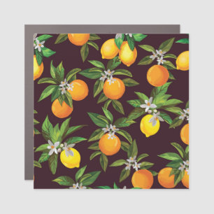 Citrus Pattern, Vintage Lemons Oranges. Car Magnet