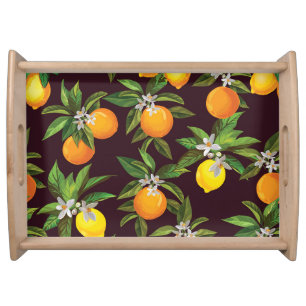 Citrus Pattern, Vintage Lemons Oranges. Serving Tray