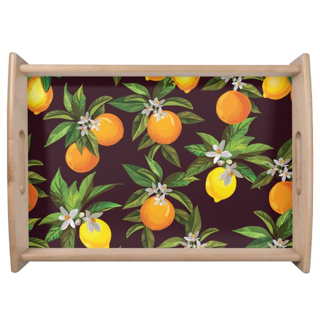 Citrus Pattern, Vintage Lemons Oranges. Serving Tray (Front)