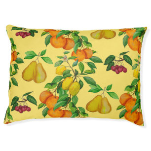 Citrus, pear, cherry: watercolor print. pet bed