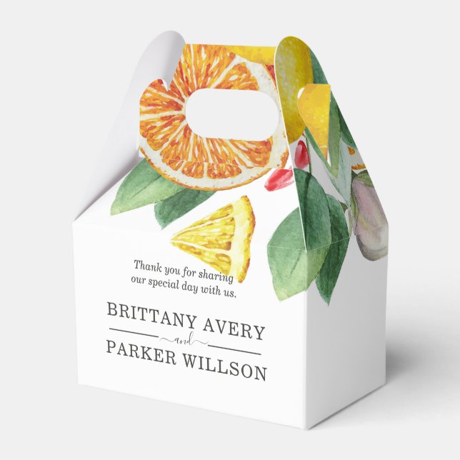 Citrus Personalized Wedding Favor Boxes (Front Side)