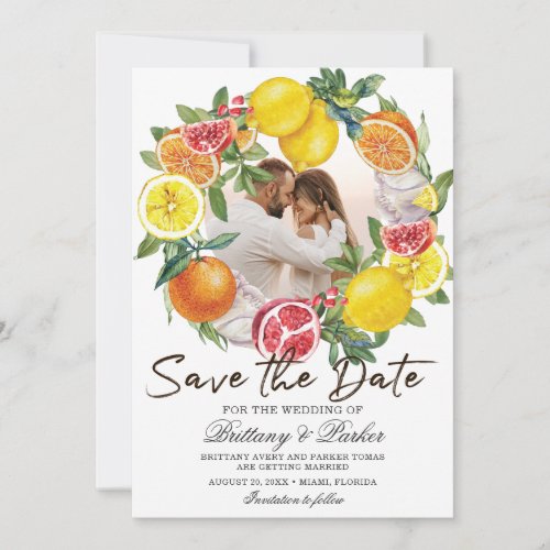 Citrus Photo Watercolor Botanical Wedding Save The Date