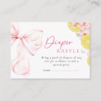 Citrus Pink Bow Baby Shower Diaper Raffle