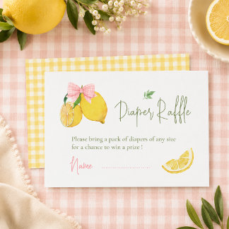 Citrus pink bow lemon baby shower enclosure card