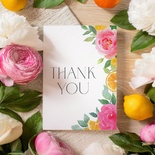 Citrus Pink Floral Baby Shower Thank You Card