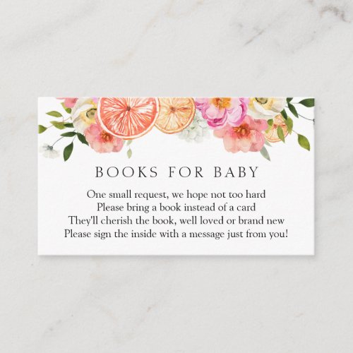 Citrus Pink Flowers Books for Baby Enclosure Card