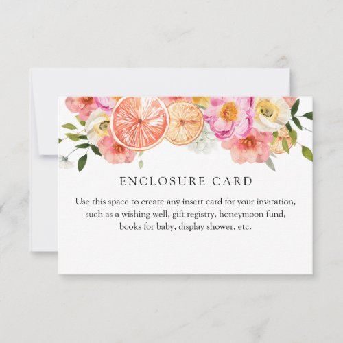 Citrus Pink Flowers Custom Enclosure Card