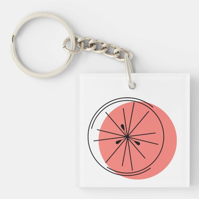 Citrus Pink Monogram square double-sided Keychain (Front)