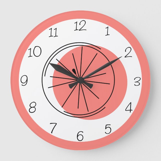 Citrus Pink Numbers clock round (Front)