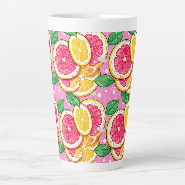 Citrus Pink Polka Dot  Latte Mug (Front)