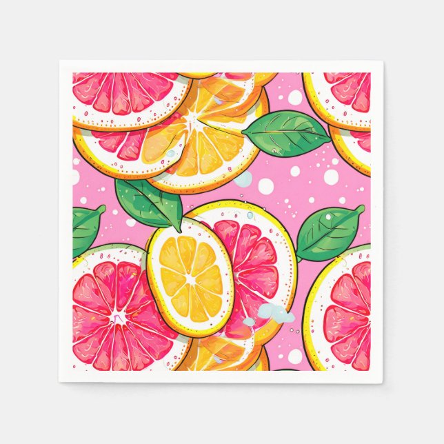 Citrus Pink Polka Dot  Napkins (Front)