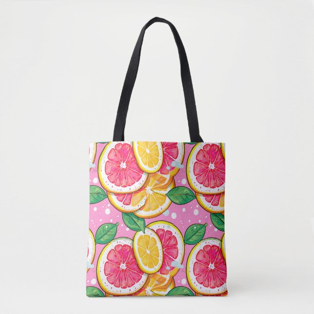 Citrus Pink Polka Dot  Tote Bag (Front)