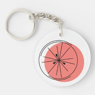 Citrus Pink Text circle double-sided Keychain