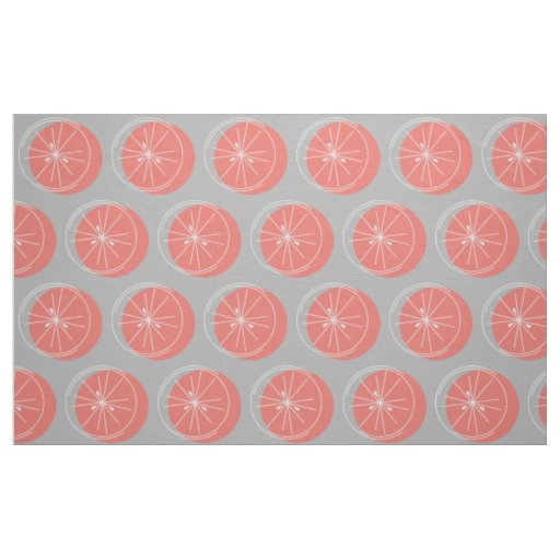 Citrus Pink White fabric large print grey