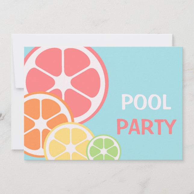 Citrus Pool Party Invitation (Front)
