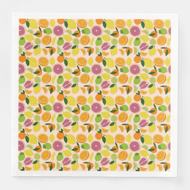 Citrus Print Paper Dinner Napkins (Front)
