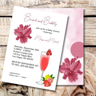 Citrus Purple Brunch And Bubbly Baby Shower Invitation