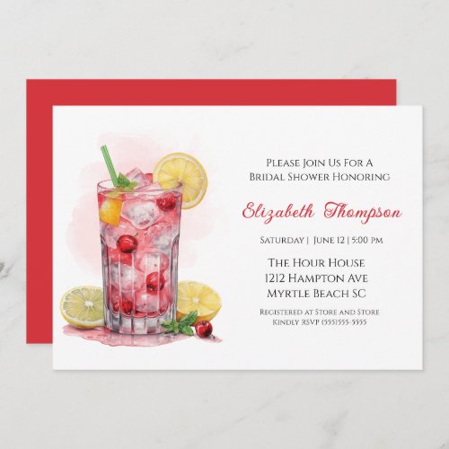 Citrus Red Fruit Drink Cocktail  Bridal Shower Invitation