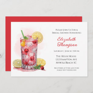 Citrus Red Fruit Drink Cocktail Bridal Shower Invitation
