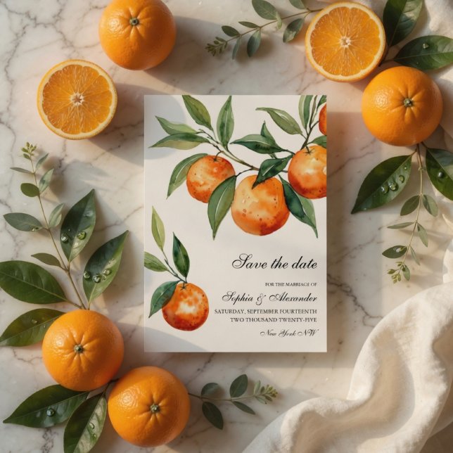 Citrus Save the Date Card | Mediterranean Orange  (Creator Uploaded)